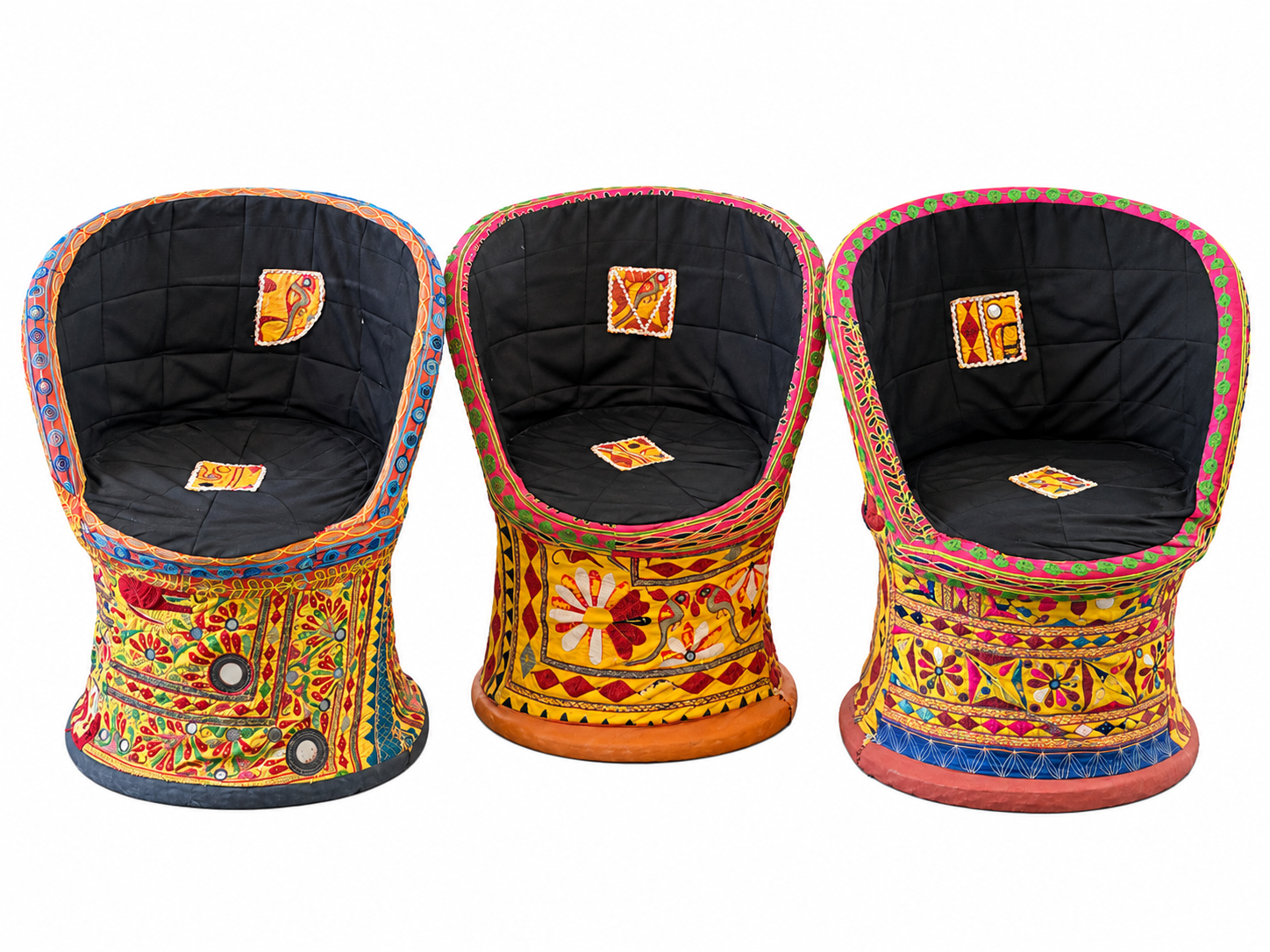 3 Indian colourful chairs
