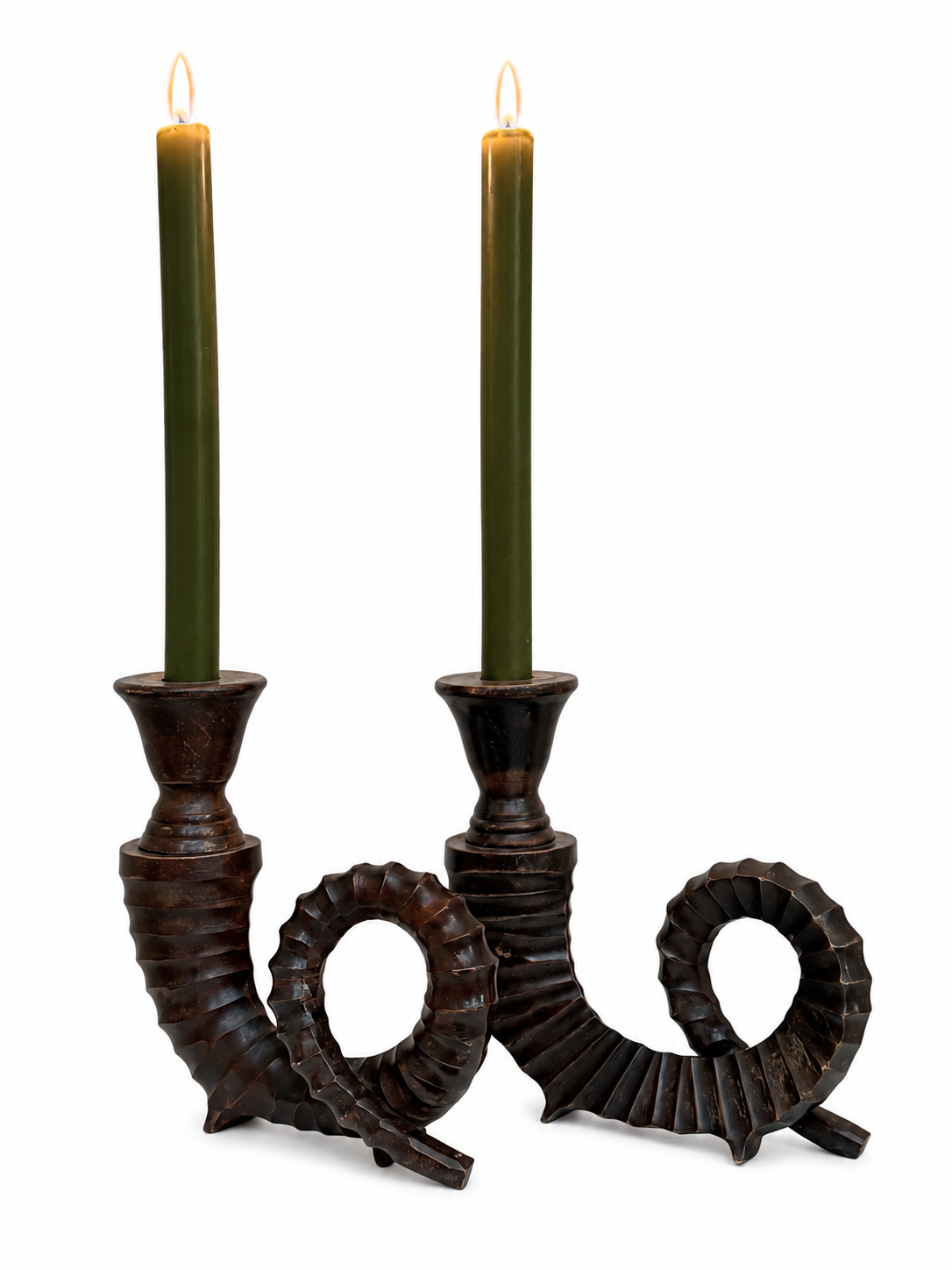 Pair of Bronze Candleholders